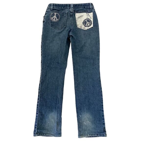 Total Girl Sequin Jeans Peace Sign Hippie Embellished - Picture 2 of 9